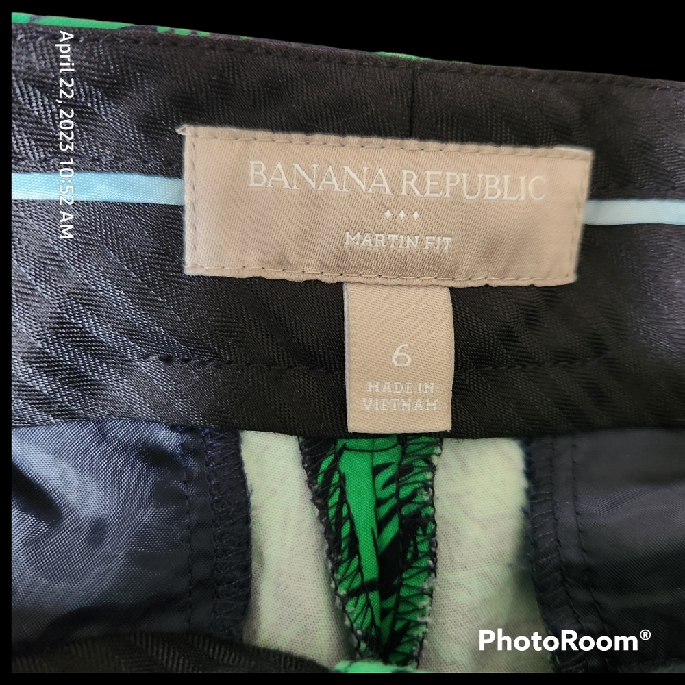 BANANA REPUBLIC Crops Pedal Pushers Capris Green and Black Cotton Rich Fabric - Picture 4 of 9
